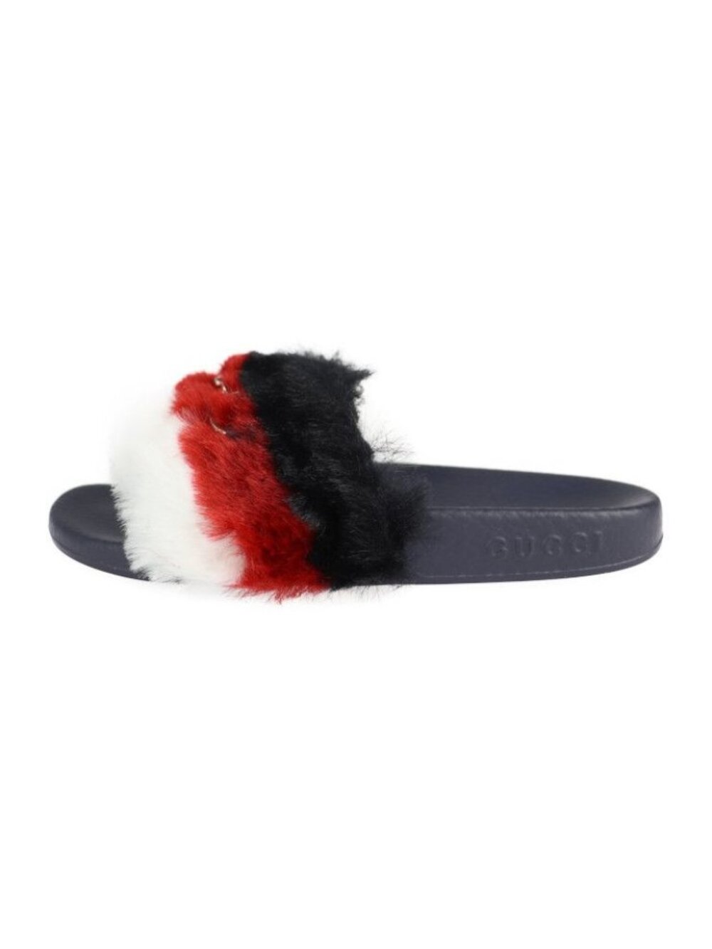 Gucci Horsebit Sandals 29 Rubber Faux Fur Tricolor - Picture 2 of 9